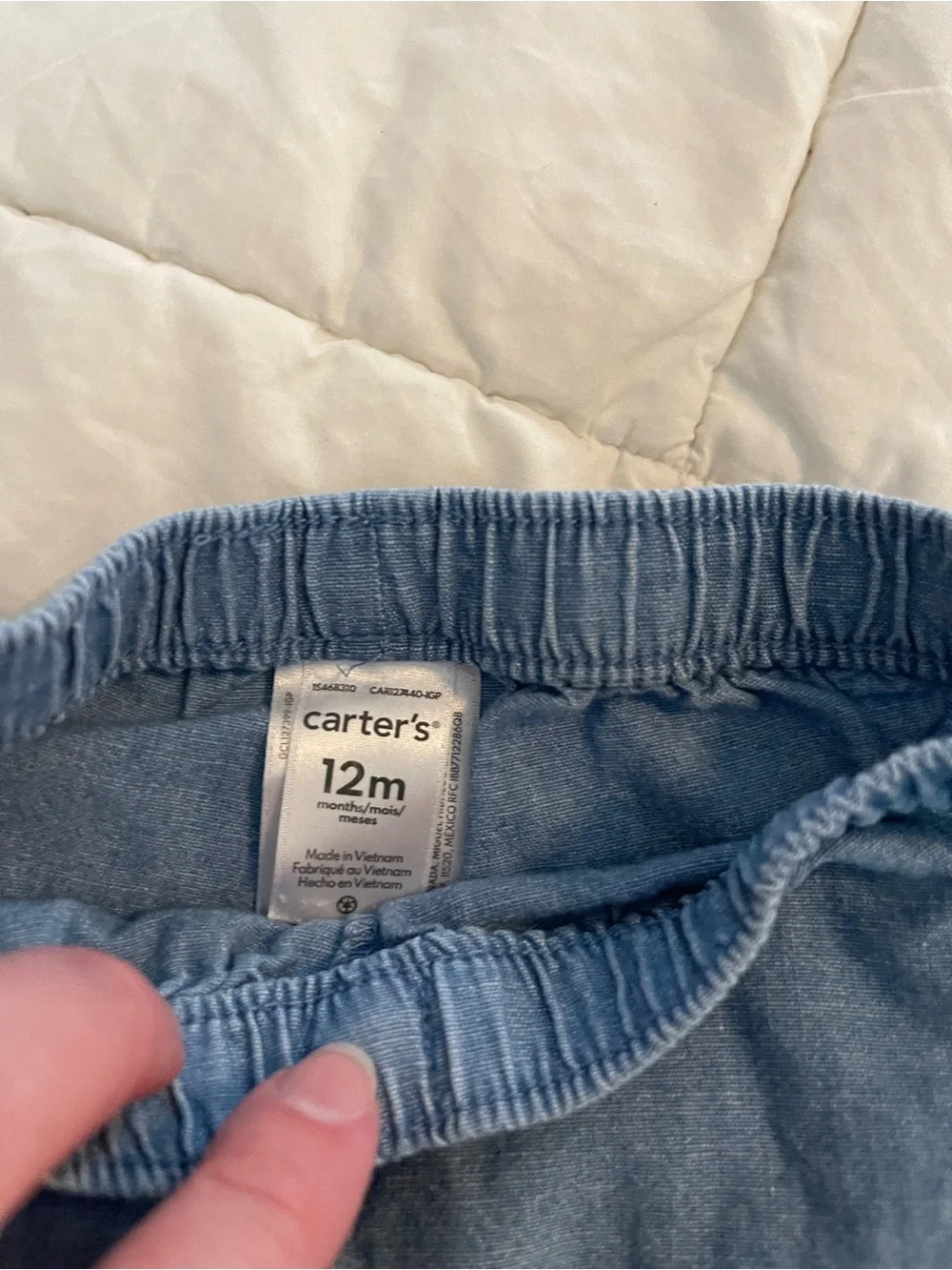 Carter's Light Blue Elastic-Waist Denim-Look Shorts